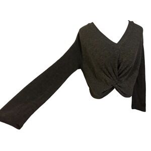 cropped 21 saints twisted front dark charcoal grey soft long sleeve size medium